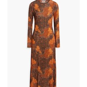 Ulla Johnson Light Weight Long Sleeve Orange Paisley Maxi Dress